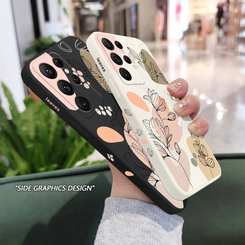 Abstract Plants Phone Case For Samsung Galaxy S25 S24 S23 S22 S21 S20 Ultra Plus FE S10 S9 S10E Note 20 Ultra 10 9 Plus Cover