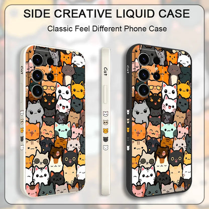 Cute Cat Drawing Phone Case For Samsung Galaxy S25 S24 S23 S22 S21 S20 Ultra FE S10 S10E Plus Note 20 Ultra Silicone Cover