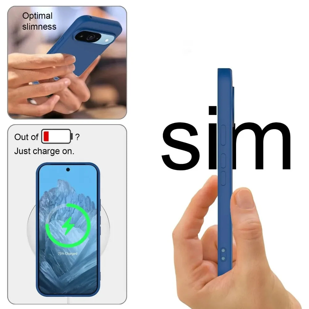 Matte Soft Liquid Silicone Slim Case for Google Pixel 8 9 10 11 Pro XL 6 7 8A 9A 10A 7A 6A Skin Feel Pure Color Ultra Thin Cover