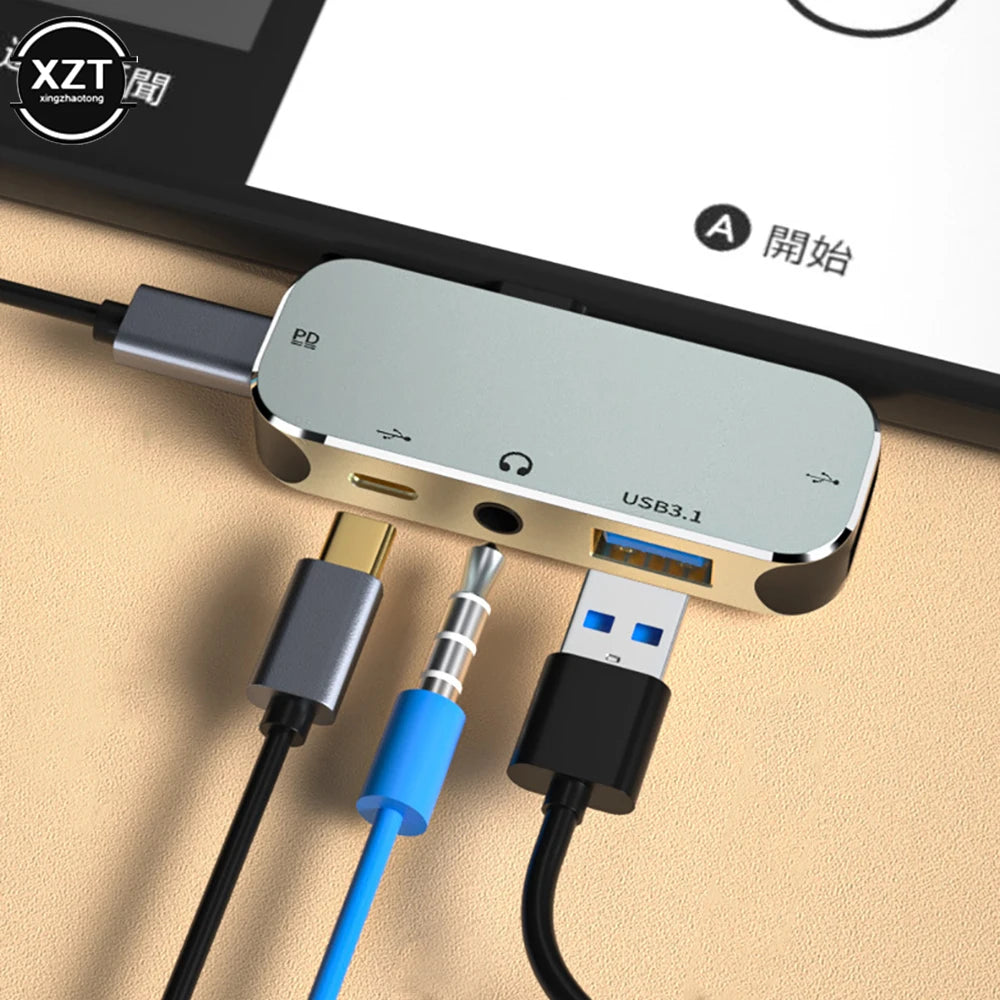 Type C to USB TypeC to 3.5MM Jack USBC PD Type-C to HDMI-compatible Adapter Converter Hub Splitter Docking Station for MacBook