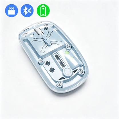 Transparent Bluetooth Wireless Mouse Dual Mode 2.4G Silent Mute Mouse Type-C Rechargeable 3 DPI Adjustable Office Mice for Game