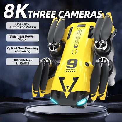 New B9 Pro RC Drone 4K 1080P Wide Angle Dual HD Camera Foldable Quadcopter WiFi FPV Altitude Hold， Long Endurance Drone - Equipped With Optical Flow Positioning And Dual High-definition Cameras, It Is The Perfect Gift For A