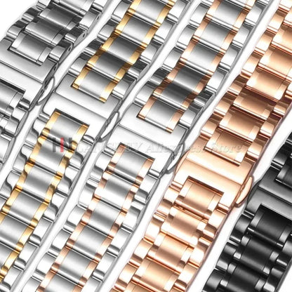 Curved End Solid Stainless Steel Watch Strap 12 14 16 18 20 21 22 24mm Metal Band Butterfly Buckle Universal Barcelet Watchbands