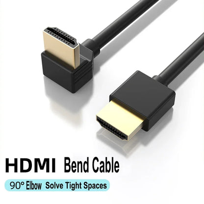 90 Degree HDMI 2.0 Cable - Graphene Enhanced for Space-Saving Installations | 4K, 3D & High Refresh Rate Aux Cable  Hdmi Cable