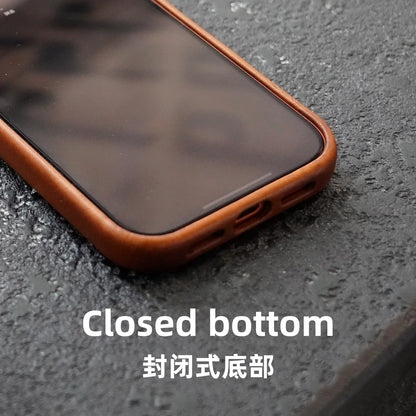 YMW Handmade Italian Genuine Leather Case for iPhone 17 16 15 Pro Max Magnetic Luxury Business Retro Cowhide Phone Cover