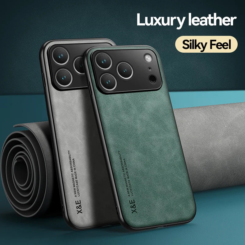 Magnetic Leather Case For iPhone 17 Pro Max Air iPhone17ProMax Air 5G Shockproof Silicone Soft Case Cover