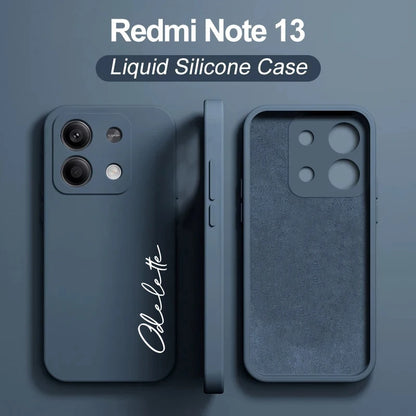 For Xiaomi Redmi Note 13 Pro Plus 4G 5G Customized Personalized Name Initials Liquid Silicone Case Cover For Redmi Note 13pro
