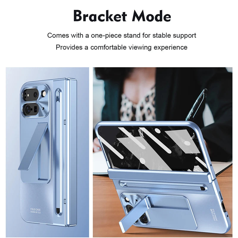 For Google Pixel 10 9 11 Pro Fold Case With Hinge Protection & Stylus Pen & Foldable Bracket & Screen Protector PhoneCover Shell