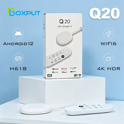 BOXPUT Q20 4K HDR TV Stick Allwinner H618 Android 12 Dual‑Band WiFi6 Android TV Launcher Streaming Player Bluetooth Voice Remote