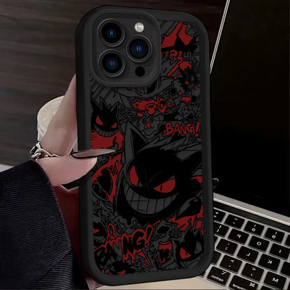 P-Pokemon Gengar Graffiti Phone Case for iPhone 17 Air 16 16E 15 14 13 12 11 Pro Max X XS X S Max XR SE 2020 SE4 7 8 Silicone