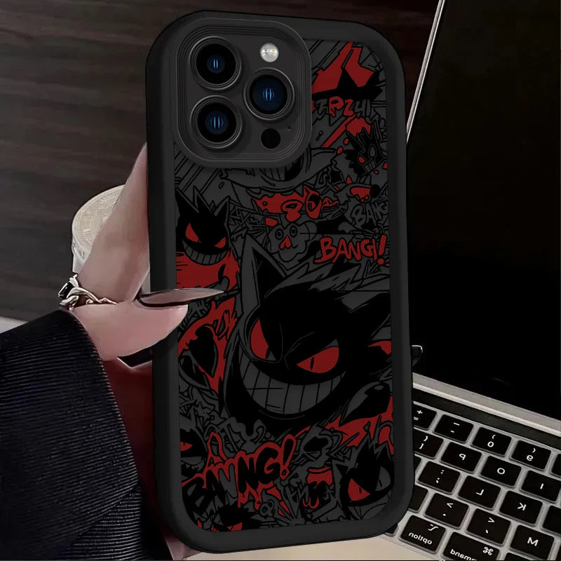 P-Pokemon Gengar Graffiti Phone Case for iPhone 17 Air 16 16E 15 14 13 12 11 Pro Max X XS X S Max XR SE 2020 SE4 7 8 Silicone