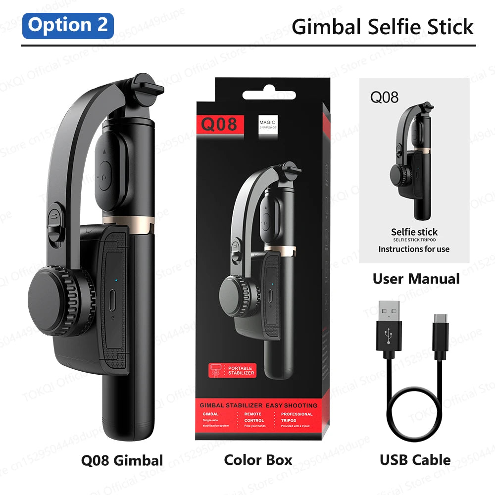 Q08 Handheld Gimbal Stabilizer Portable Selfie Stick with Bluetooth Remote for Samsung Xiaomi Smartphone iPhone Shooting Vlog