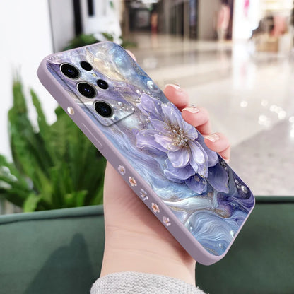 Pearlescent Flower Phone Case For Samsung Galaxy S25 S24 S23 S22 S21 S20 S10 S10E Ultra Plus FE Note 20 Ultra Plus Cover