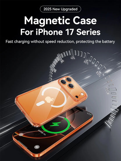 Joyroom Magnetic Case For iPhone 17 16 Pro Max Case Anti Yellow Transparent Cover For iPhone 17 Pro Wireless Charger Thin Cover