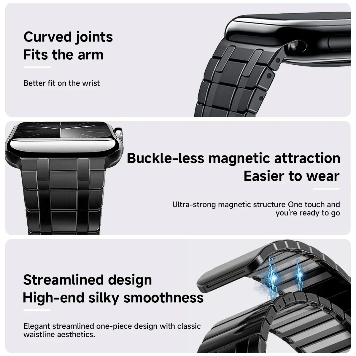 Stainless Steel Magnetic Band for Apple Watch Ultra 2 49mm iWatch Series 9 8 7 6 5 4 SE 45mm 44mm 42mm Loop Bracelet