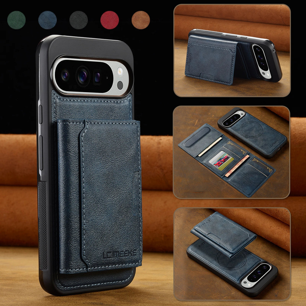 Card holder Phone Case For Google pixel 10 9 8 7 pro XL 8A 9A cover Luxury For Magesafe Magnetic Leather funda wallet cases