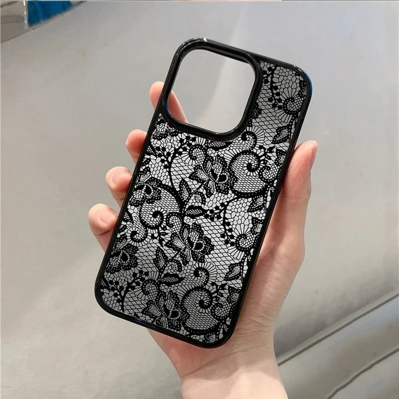 Vintage Floral Lace Clear Phone Case for iPhone 18 Pro Max 17 16 15 14 13 11 12 16E Air X XR XS 7 8 Plus SE2022 Shockproof Cover