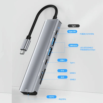 USB C Hub to 4K HDMI-Compatible SD TF USB 3.0 2.0 Type C Charging Dock for MacBook iPad Pro Samsung S21 Dex TV Projector Mouse