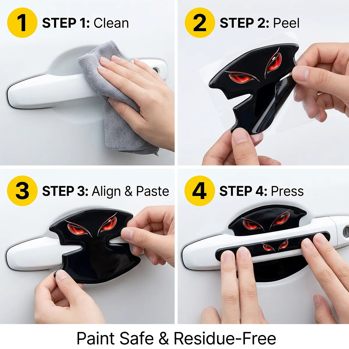 8Pcs Universal Car Door Handle Bowl Anti-Scratch Stickers Evil Eye Pattern Protector Decals For Sedan SUV Pickup Auto Accessorie