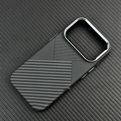 Carbon Fiber Texture Magnetic Armor Case For iphone 17 17Pro Max 16 Pro 15 14 13 Ultrathin Alloy Lens Wireless Charge Hard Cover
