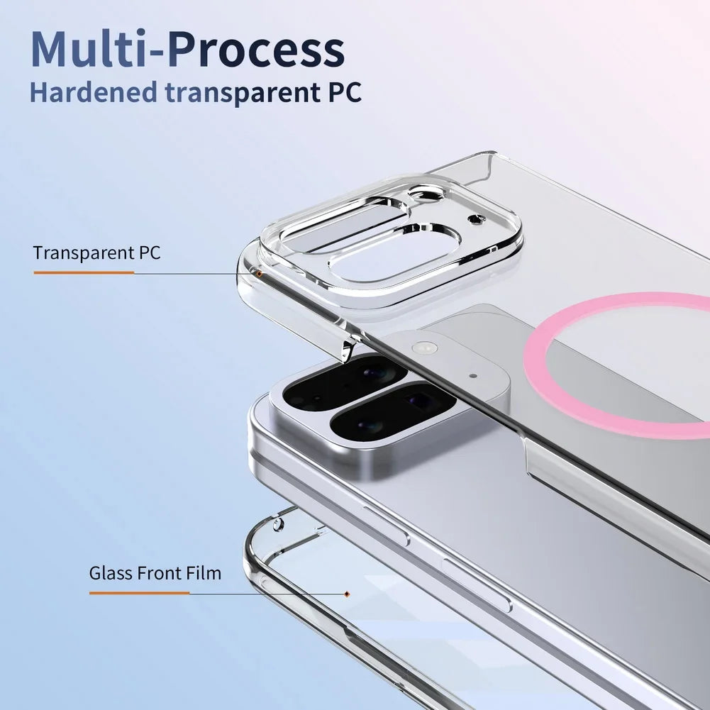 Magnet Adsorption with Tempered Glass Protector Case for Google Pixe 10 Pro Fold for Magsafe Wireless Charging Shockproof Cover