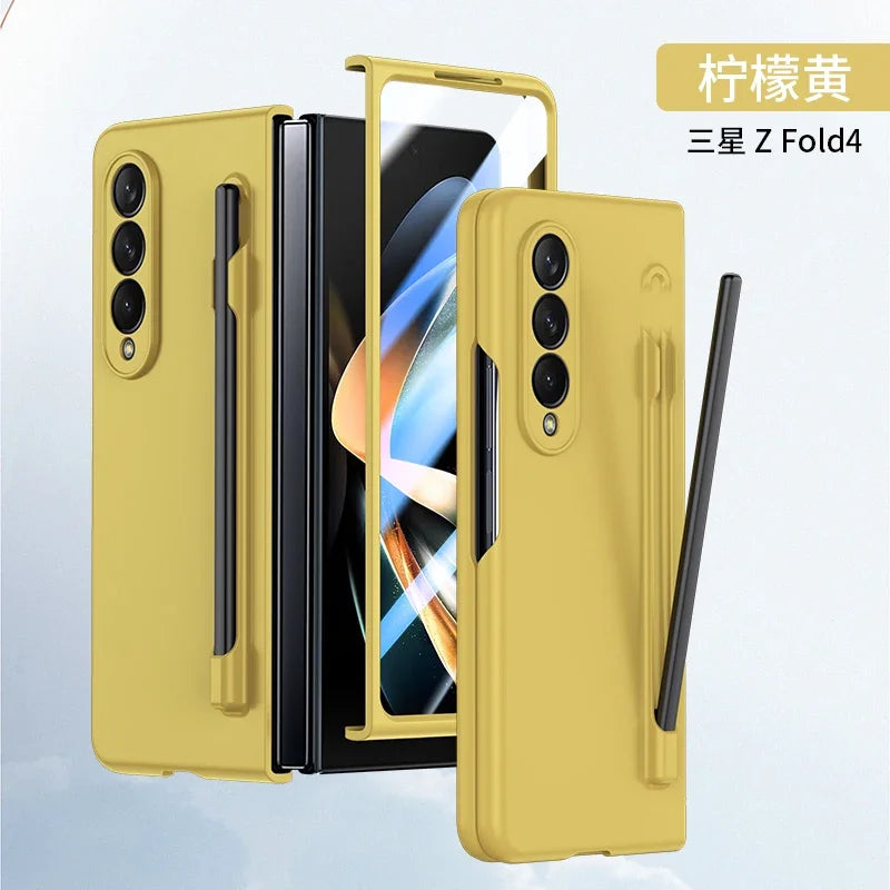 With Pen Slot Skin Feel Phone Case for Samsung Z Fold 8 Ultra 7 6 5 4 3 Hard PC Shockproof Protection Cover for Galaxy Fold8Wide