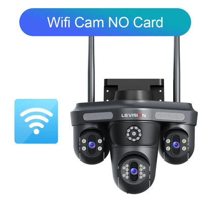 LS VISION 15MP Three Screens WiFi Security Camera Outdoor Three Lens Remote Rotation Color Night Vision Auto Tracking CCTV Cam