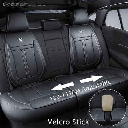 PU Leather Car Seat Cover Full Set 360°Surrounded Bottom Adjustable Back Seat Pad Waterproof Front Seat Cushion Car Accessories