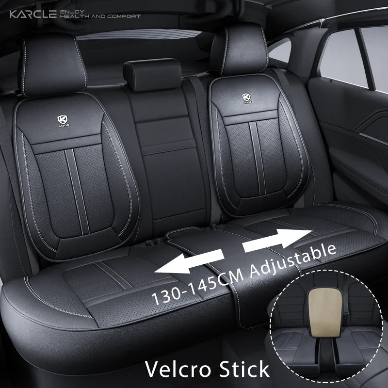 PU Leather Car Seat Cover Full Set 360°Surrounded Bottom Adjustable Back Seat Pad Waterproof Front Seat Cushion Car Accessories
