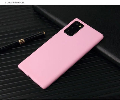 For Samsung Galaxy S20 S20 Ultra S9 S10 lite S10e Note 8 9 10 Plus A10 A20 A50 A70 M10 M20 Solid Color Silicone Cover Case