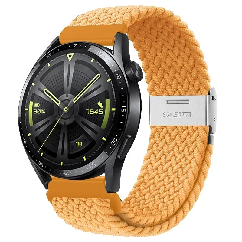 20 22mm Strap for Samsung Galaxy Watch 7 6 5 4 Band 40/44mm 5Pro Active 2 Gear S3 Braided Elastic Bracelet for Huawei GT2/3 4Pro