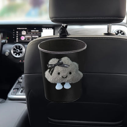 PU Leather Car Trash Bin Can Cute Cartoon Cloud Auto Back Seat Headrest Mini Organizer Rubbish Bag Garbage Air Vent Storage Box