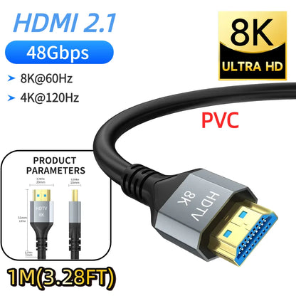 High Refresh Rate 8K@120Hz HDMI 2.2 Cable 96Gbps Supports 4K@240Hz 2K@360Hz HDR eARC for PS5 Xbox Switch TV Laptop