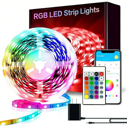 LED Strip Lights, RGB Color Changing Led Strip Lighting with 24-Key Remote and  APP Control, Music Sync Lights