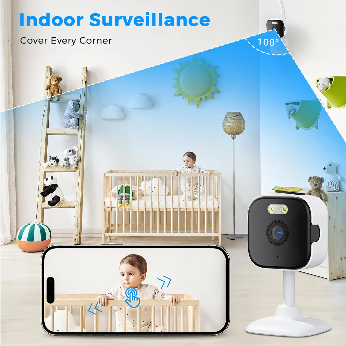 BESDER 5MP Mini Cube Camera Wifi Indoor Two Way Audio Human Detection Home 3MP CCTV Security IP Camera 2MP 5X Zoom O-Kam Pro APP
