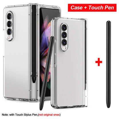 with Touch Pen For Samsung Galaxy Z Fold 7 6 SE 5 5G Case Hinge Pen Slot Front Screen Glass Protect Capa Z Fold 2 3 4 Cover