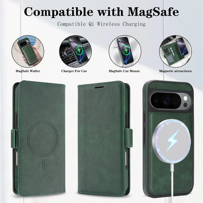 2 In 1 Leather Case For Google Pixel 9 9a 9Pro 10 Pro 10Pro XL Cash Card Slots Wireless Charging Magnetic Wallet Phone Cover