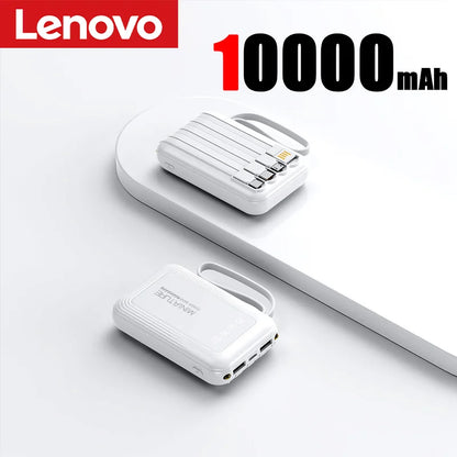 Lenovo Mini 500000mah Powerbank Super Fast Charging Led Digital Display 4 In 1 Built In Cables Power Bank For Iphone Samsung