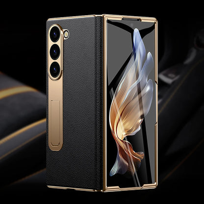 For Samsung Z Fold 7 6 5 4 3 8 Fold8 ULtra Genuine Leather Magnetic Hinge Full Phone Case Holder Kickstand Shockproof Cover