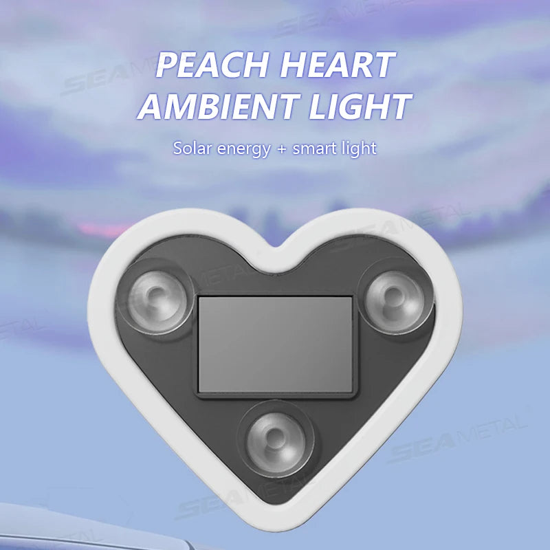SEAMETAL Universal Car Solar Heart-shaped Light Car Window LED Peach Heart Atmosphere Lamp for Car Exterior Interior Decoration