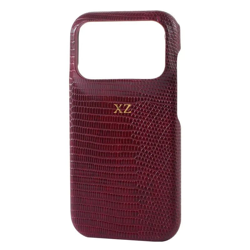 Personalise Gold Initials Letters Leather Cases For iPhone 17 Pro Max 16 Pro 15 14 13 Pro Max Luxury Lizard PU Hard Cover
