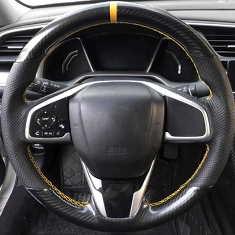 Car Steering Wheel Cover Non-slip Carbon Fiber Suede Braid For Honda Civic 10 2016-2021 CR-V CRV 2017-2021 Clarity 2018-2021