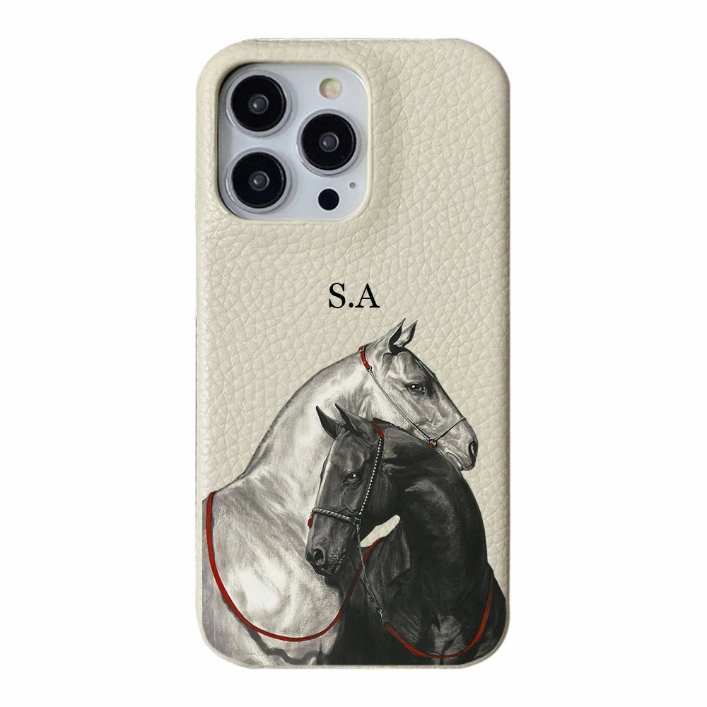 Personalise Initial Letters Leather PU Soft leather Case For Iphone 17 13 15 Pro Xs Max 12 Mini 11 XR 16 Plus Luxury Covers