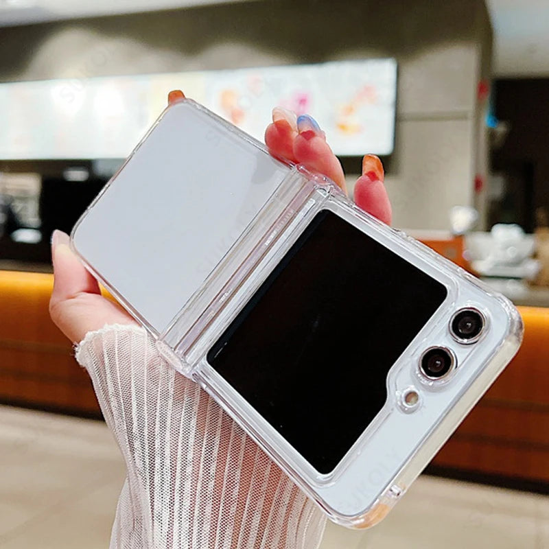 For Samsung Galaxy Z Filp8 Flip7 FE Filp6 Filp5 Case Transparent Fold ShockProof PC Cover For Samsung Galaxy Z Filp 3 4 5 6 7 8