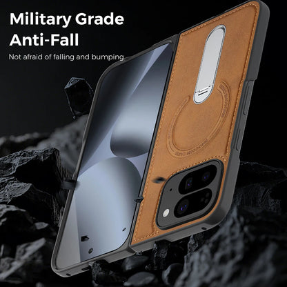 Magnets Magnetic For Magsafe PU Leather Case For Google Pixel 10 Pro Fold Wireless Charging Shell
