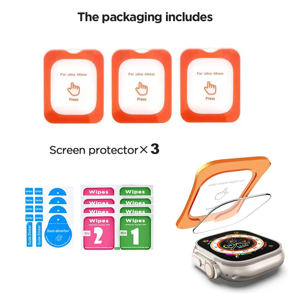 Tempered Glass For Apple Watch Ultra 1/2/3/4 49mm With Alignment Tool Screen Protector For iWatch Ultra 1 2 3 4 49mm Accessories