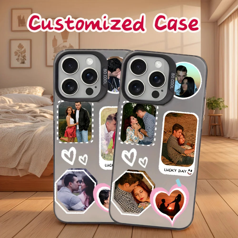 For iPhone 16 16e 15 14 13 12 11 Pro Max Mini SE 2020 2022 XS XR 7 8 Plus DIY Couple Photo Customized Design IMD Shockproof Case