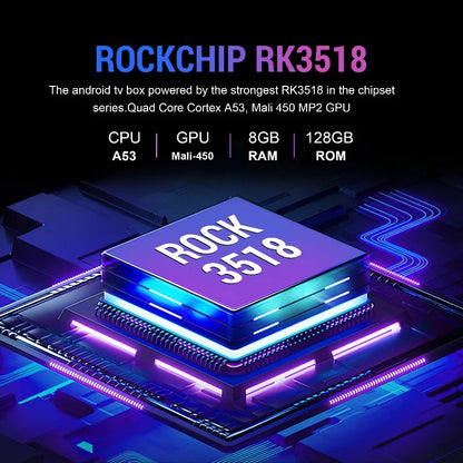 Android 16 Smart TV Box 8GB 128GB Rockchip RK3518 WIFI6 BT 5.4 UI Interface 8K HD Media Player Voice Assistant Set Top Box IPTV