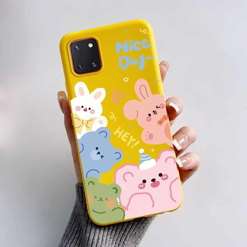 For Samsung Galaxy Note10 Lite Case SM-N770F 6.7'' Cute Bear Cartoon Cat Cover Soft TPU Phone Case For Samsung Note 10 Lite Bags