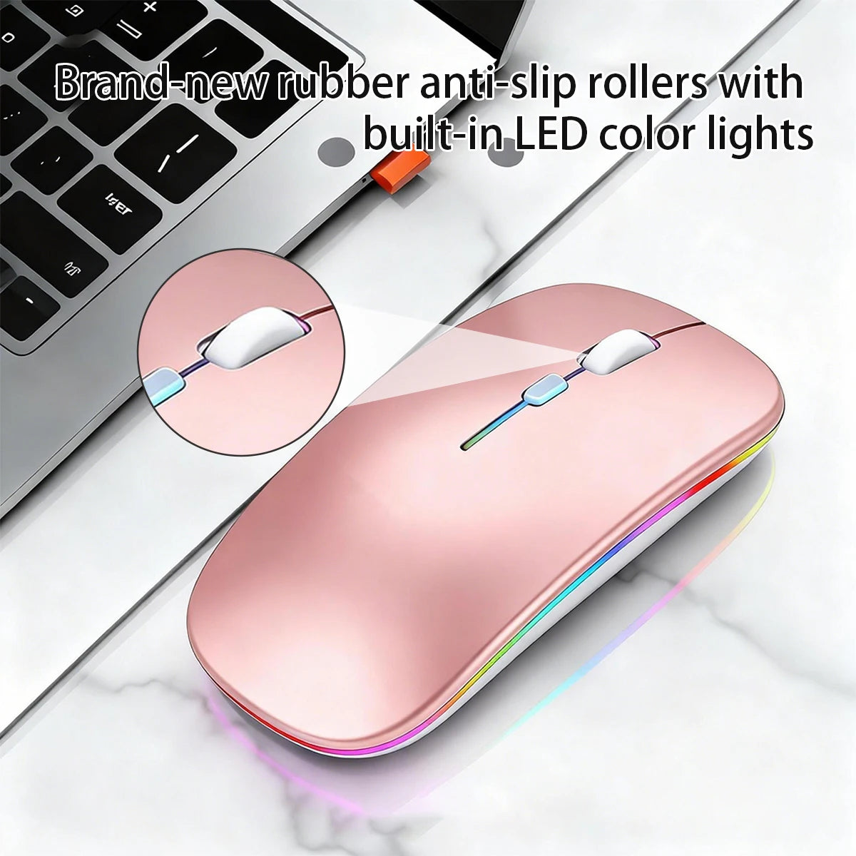 Rechargeable Bluetooth-compatible Wireless Mouse with 2.4G USB RGB Mouse for Computer Laptop Tablet PC Macbook Gaming Mouse Game